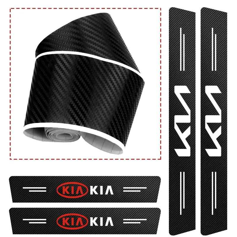 1/4/5 قطعة عتبة باب السيارة لوحة بالية ديكور ألياف الكربون ملصقات لكيا ستينغر سونيت ريو فورتي 5 3 4 K7 K5 K8 K3 راي XCeed EV6
