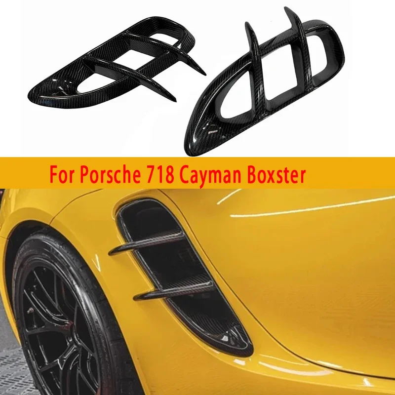 For Porsche 718 Cayman Boxster Carbon Fiber Set Auto Fender Side Air Vent Side wind knife Outlet Cover Car Accessories body kit