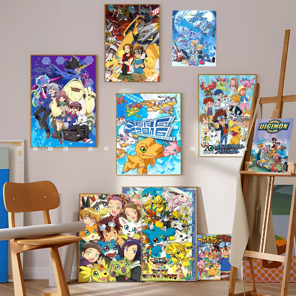 Digimon Digital Monsters Vintage Posters Sticky Whitepaper Sticker DIY Room Bar Cafe Room Wall Decor