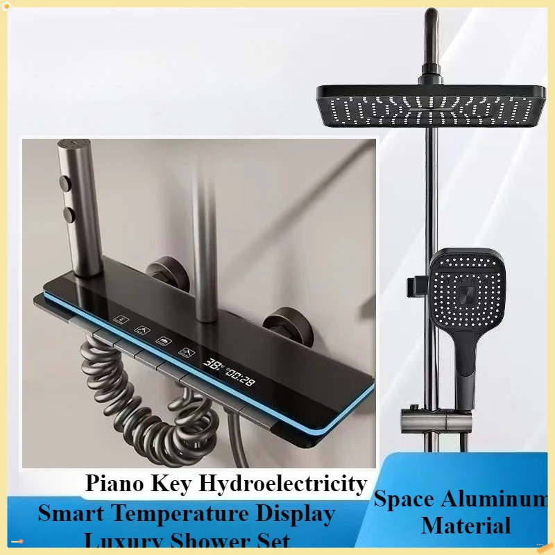 Умная цифровая душевая система с дисплеем температуры, набор смесителей для душа в ванной комнате, 4-ходовой выпуск воды, дождевой душ для ванной комнаты