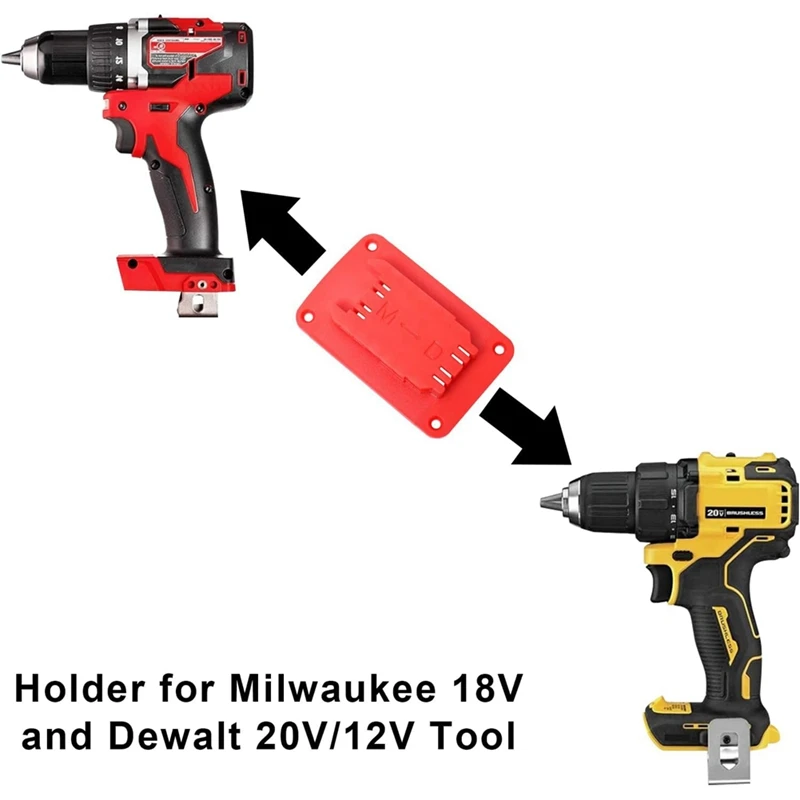 12Packs Tool Holder For Milwaukee M18 & For Dewalt 20V,Wall Mount Drill Holder With 48 Screws Durable Easy Install Easy To Use