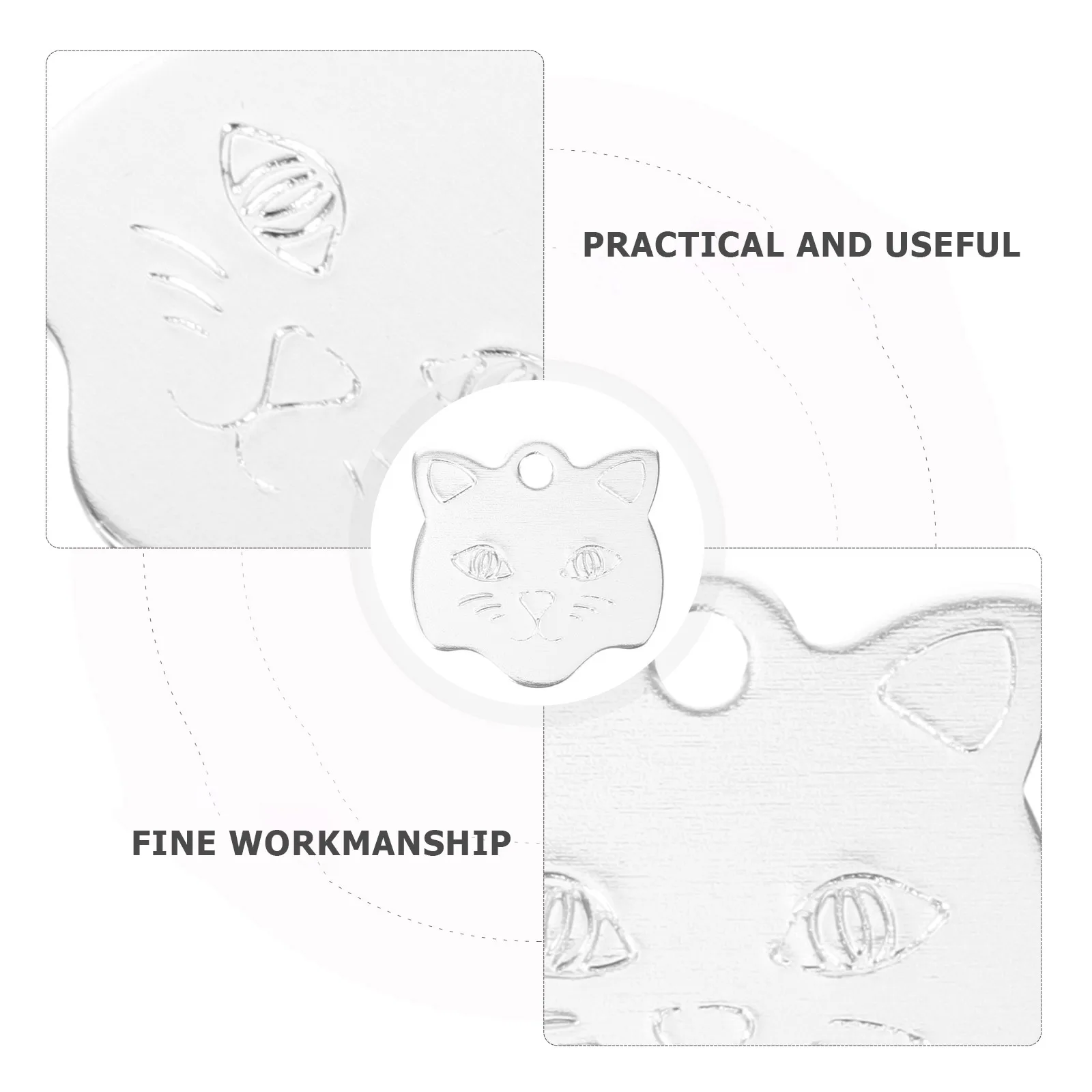

10 Pcs Pet Tags Dog ID Tags Personalized Engraved Silver Metal for Dogs Cats Small Pets Cute Cat Head Shaped Name Tag Safe