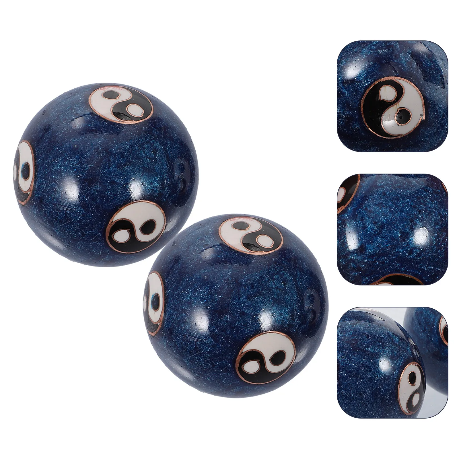 

1Set Chinese Baoding Balls Enamel Blue Tai Chi Pattern Hand Exercise Balls Health Massage Stress Relief Therapy
