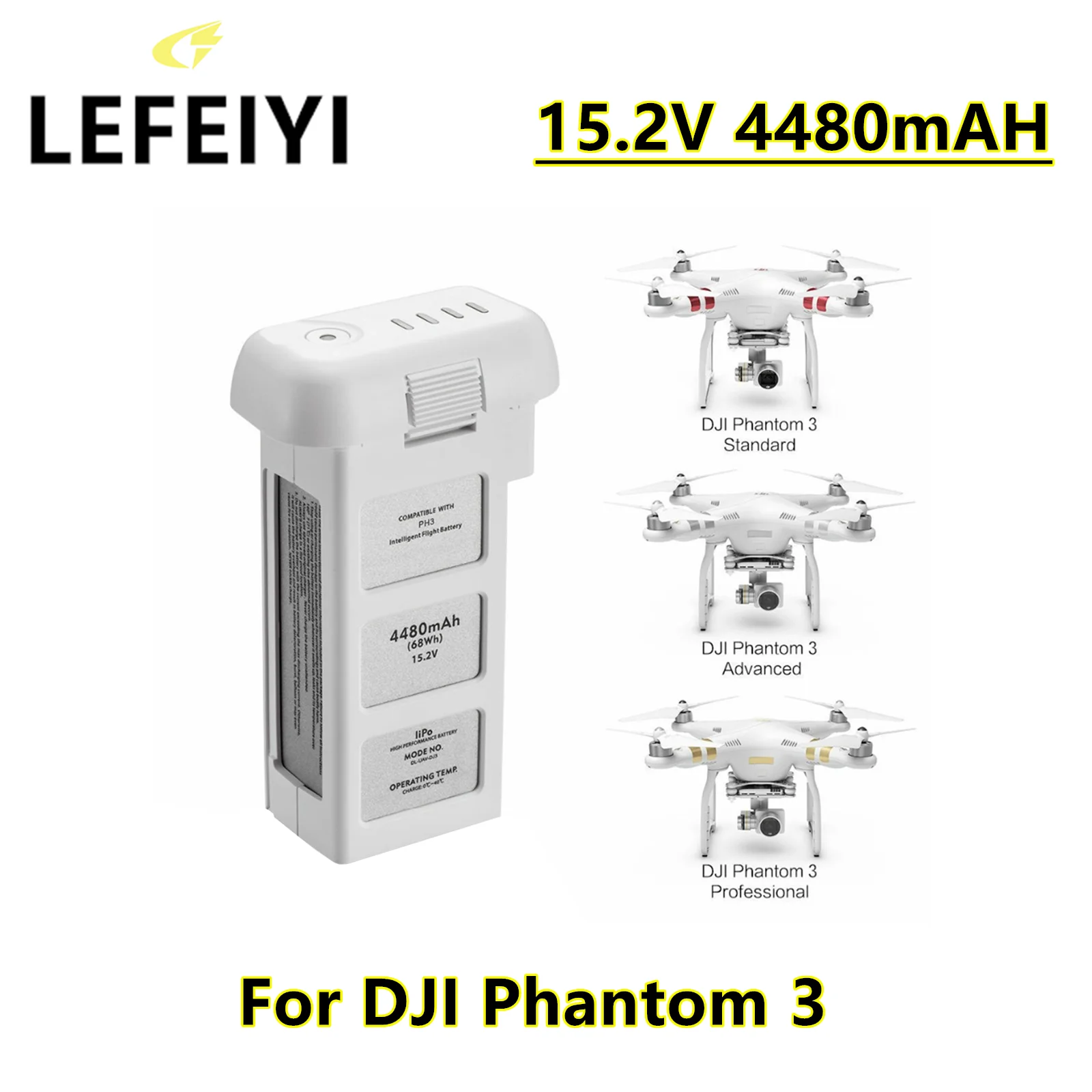 

LEFEIYI Drone Battery for DJI phantom 3 Professional/3/Standard/Advanced 15.2V 4480mAh LiPo 4S Intelligent Battery