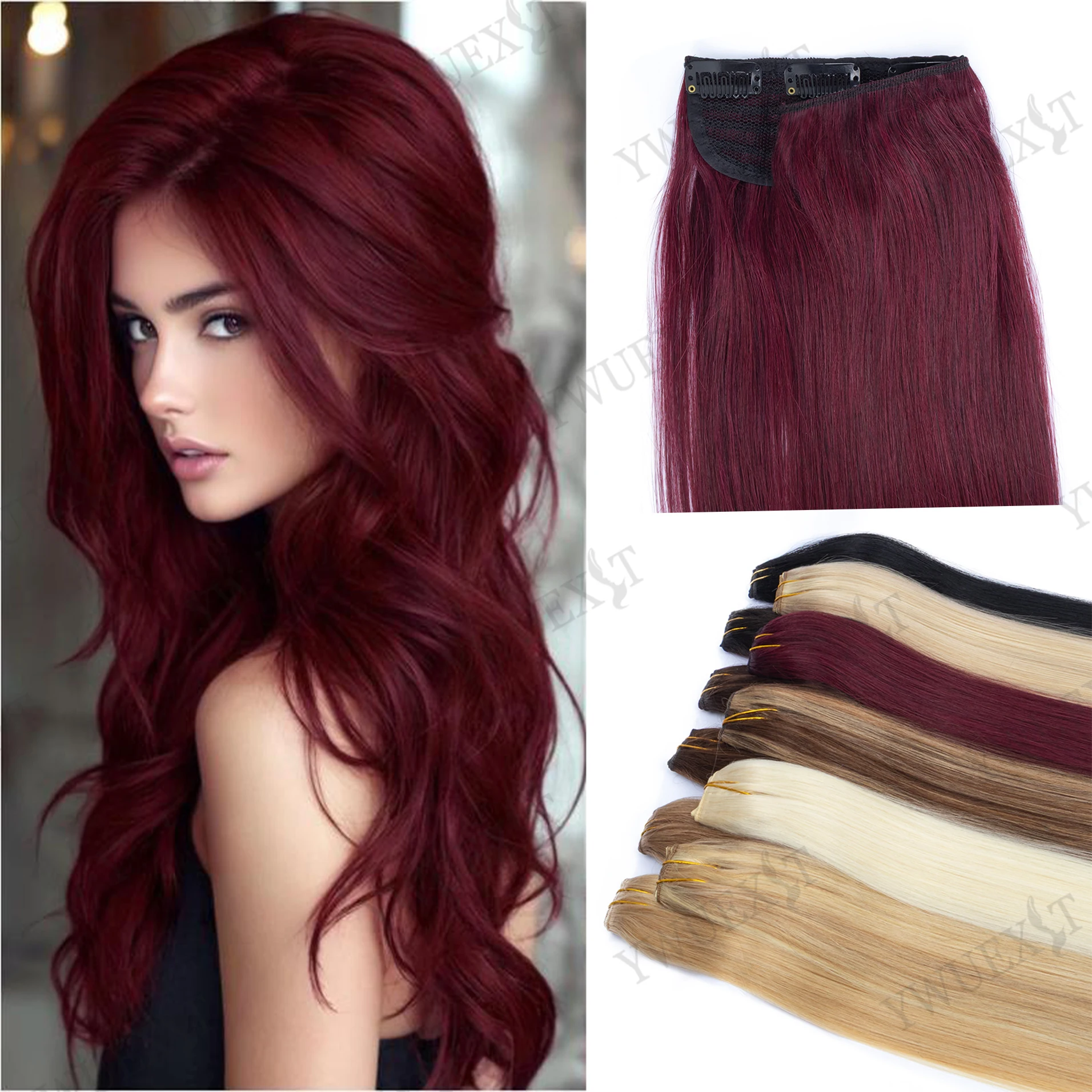 

Remy Human Hair Clip in Extensions One Piece Straight Weft 14-22 inch Instant Volume Hair Easy Clip on Application Hair Pieces