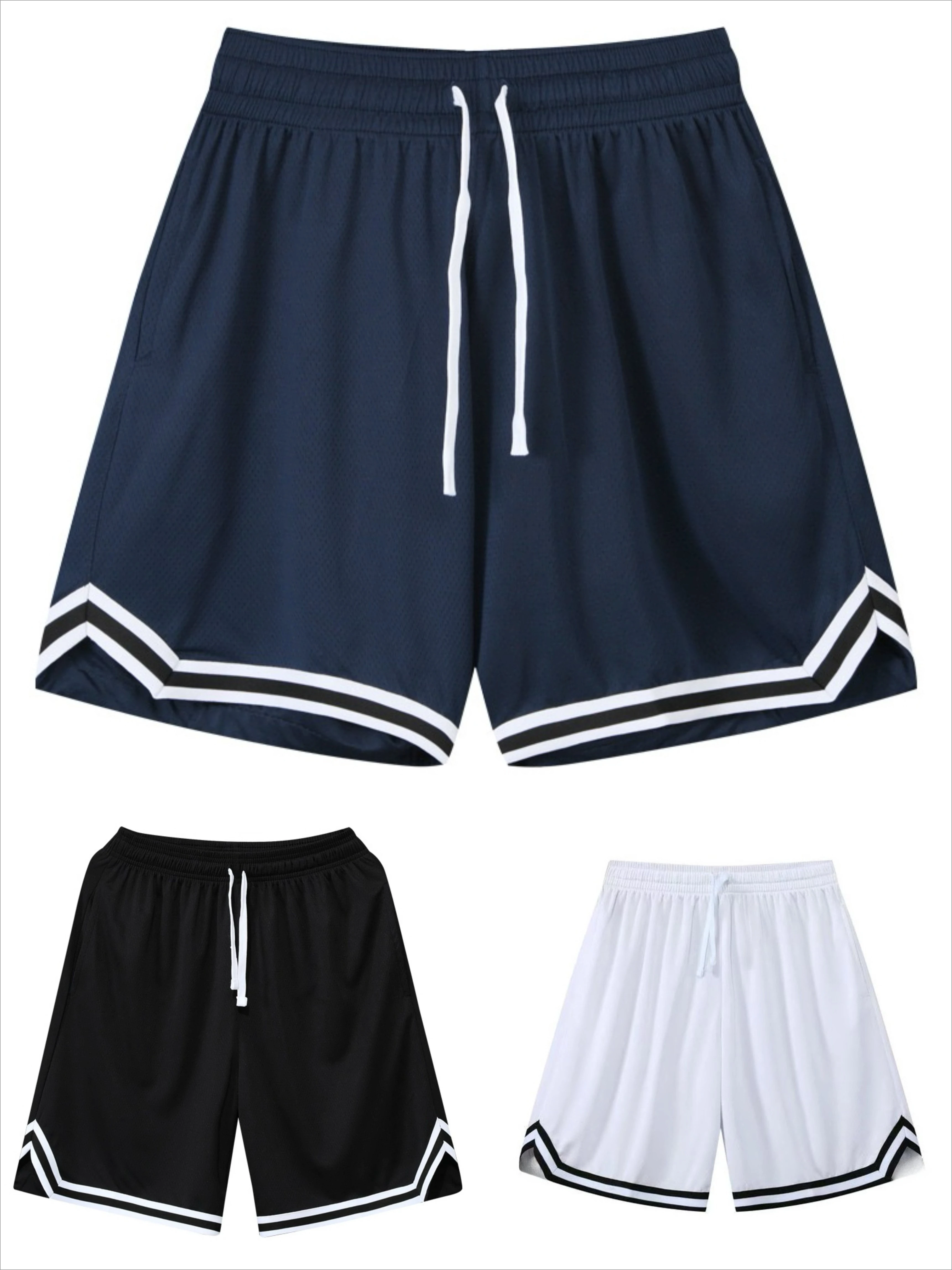 American Sports Shorts Simple Double Stripe Quick Drying Breathable Design Men Basketball Shorts Street Fitness Running Shorts