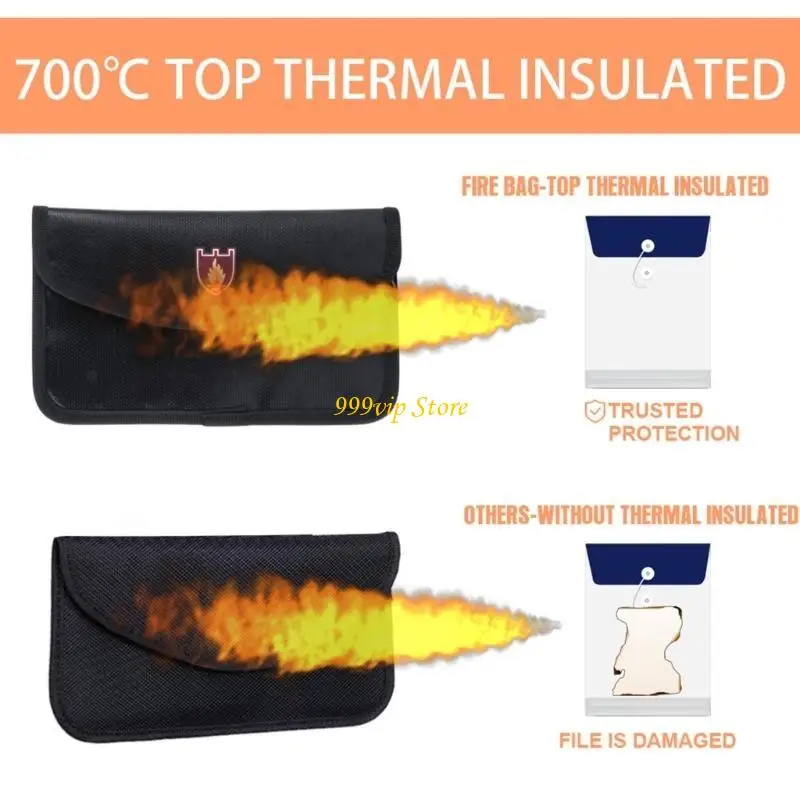 C90C Water Resistant Bag Fireproof Money Bag Envelope Cash Storage Bag for Valuables