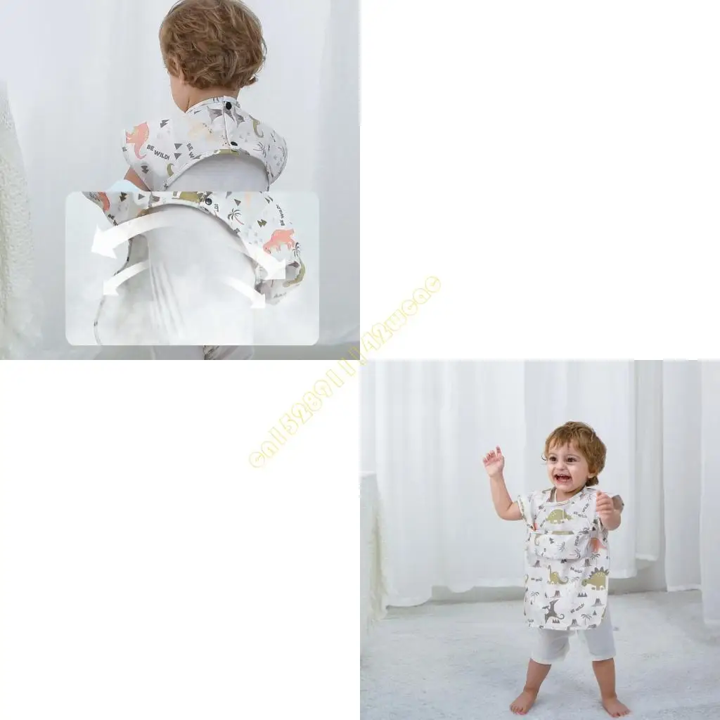 

Kids Feeding Apron Short Sleeved Drooling Bib Clothes Protective Cover Waterproof Art Smock for Eating & Nursing Time DXAD