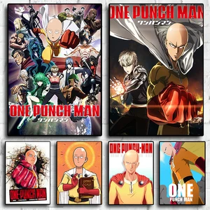 Peinture sur toile d’anime Affiche One Punch Man et décoration de pièce Dessin animé d’action au Japon Dessin animé pour l’art du salon Décoration murale 8 meilleures affiches ventes de One Punch Man - No 4