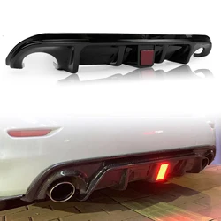 Rear Bumper Diffuser Lip Boot Spoiler Plate Exhaust Bracket Splitter With LED Lamp For Infiniti Q50 2014-2017