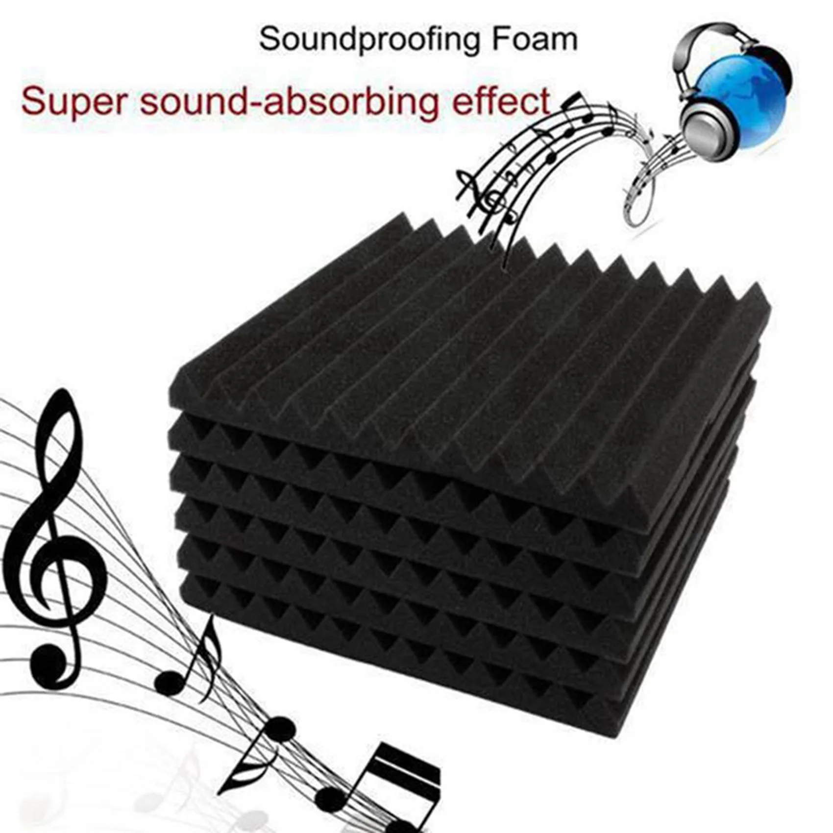 【christmas】24-pcs-acoustic-foam-boardstudio-wedge-tileacoustic-foam-soundproof-pyramid-studio-treatment-wall-panel-25x30x30cm