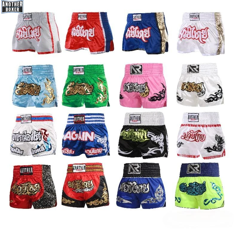 Boxing Fight Shorts for Men Women, Patchwork Color Slim Cut MMA Muay Thai Shorts Man, Kickboxing Clothing Martial Arts Trunks