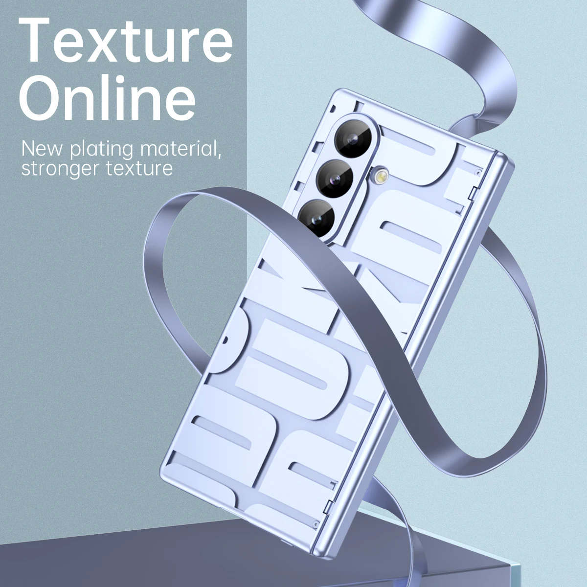 Casing Penutup Belakang PC Keras Lapis Listrik Huruf Modis untuk Samsung Galaxy Z Lipat 7 6 5 4 3 2 dengan Film Layar Kaca