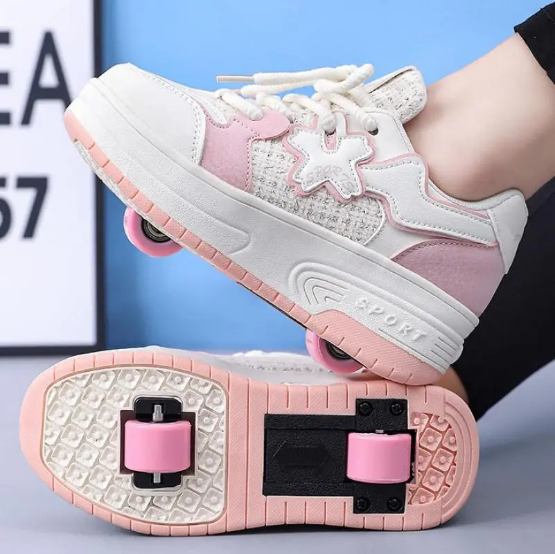 

Dual Wheel Slip-on Roller Skating Shoes Fitness Roller Skates 2025 New Boys Girls Outdoor Sports Shoes For Women Men Sneakers