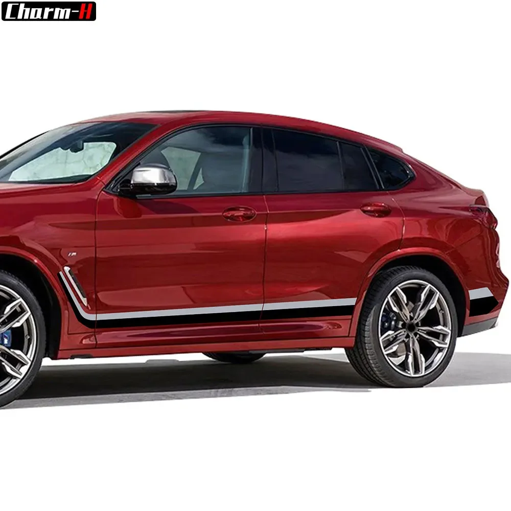 2PCS Car Door Side Skirt Racing Stripes Rocker Panel Decal Stickers for BMW X3 G01 X4 G02 Accessories