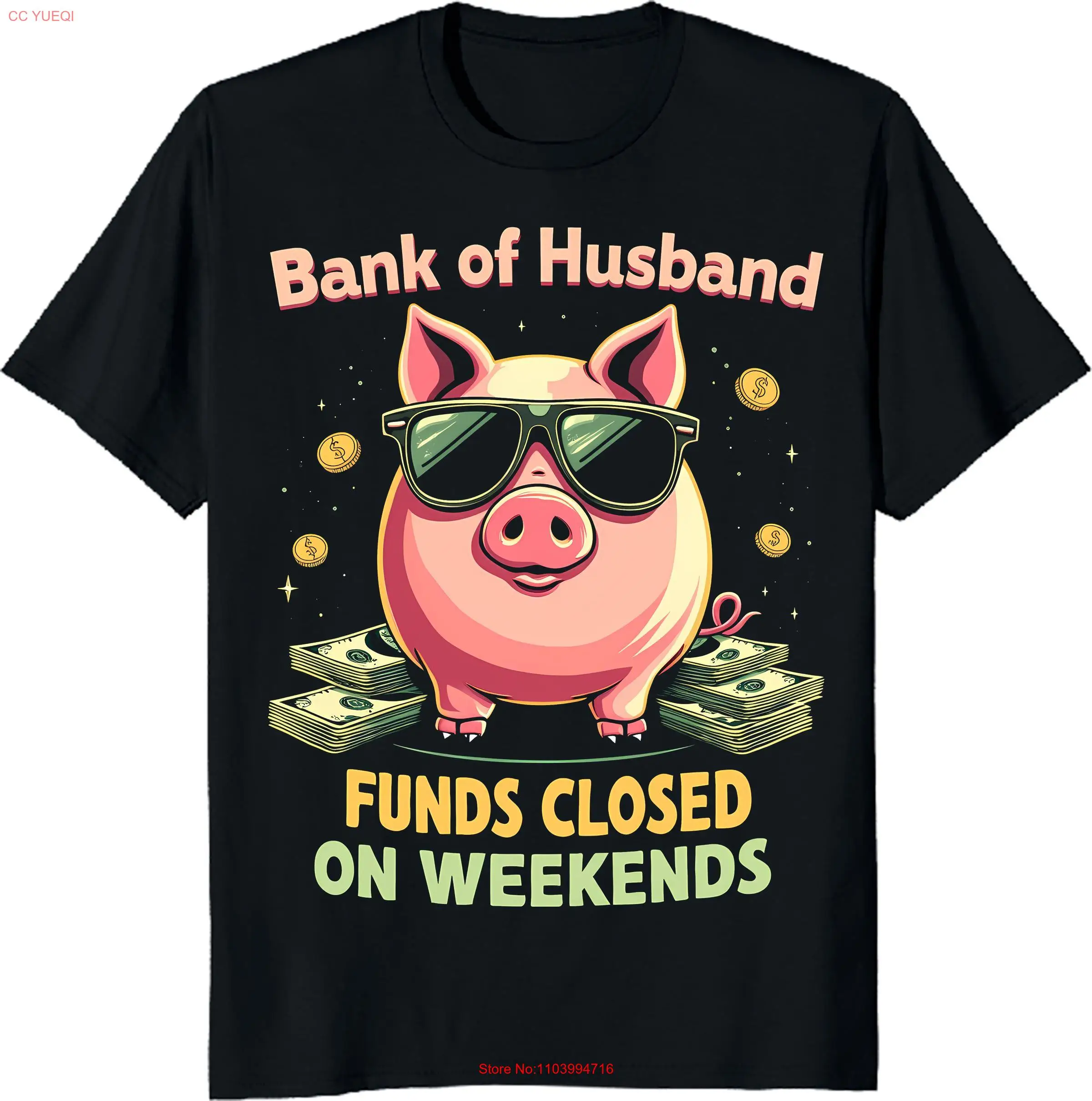 Lustiges Bank Of Husband T-Shirt aus schwerer Baumwolle, Wochenendfunktionen, Geburtstag, humorvoll, lange oder kurze Ärmel
