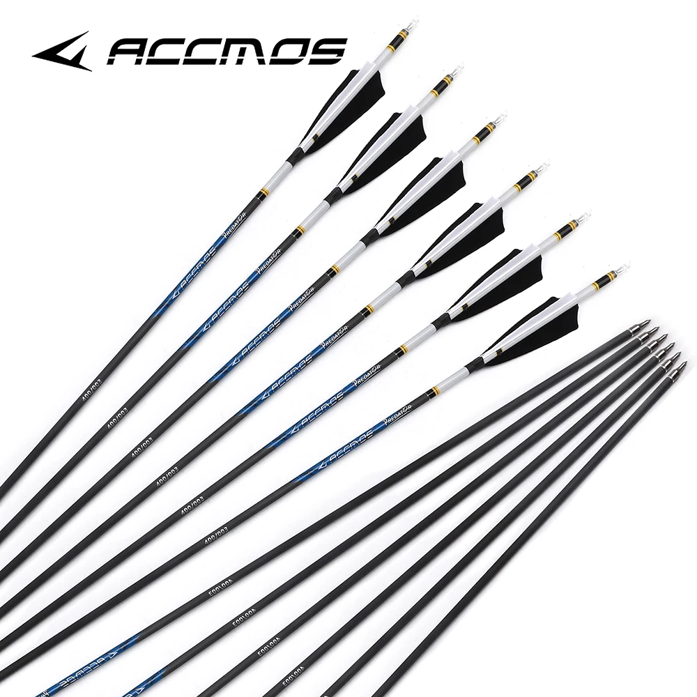 Imagem -06 - Pure Carbon Archery Seta com Hot Shrink Sticker Acessório de Caça Sp250800 Shaft Shield Feather Id6.2 mm 31 12 Pcs