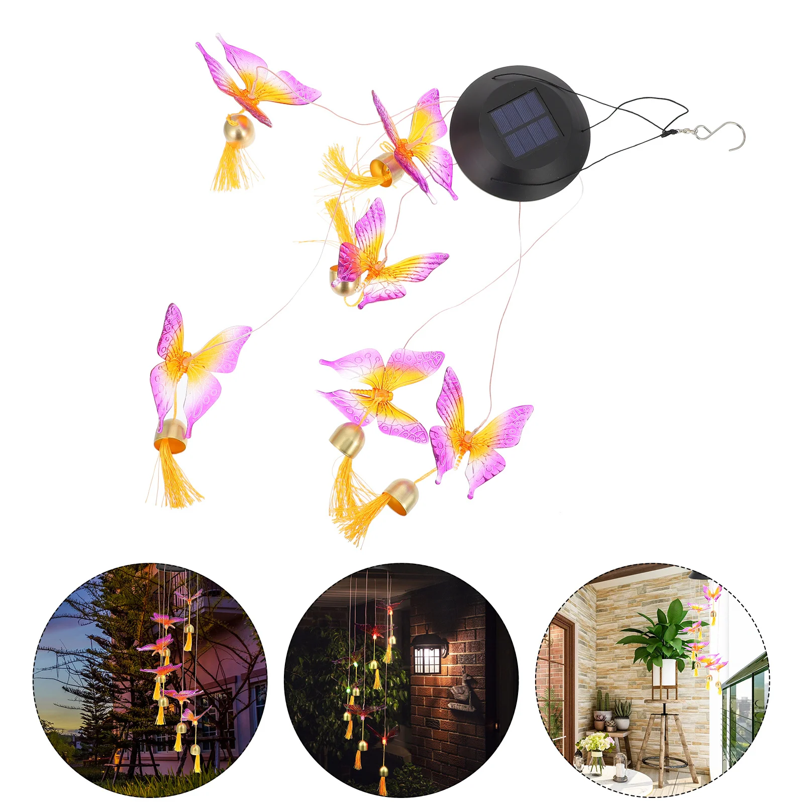 

Solar Wind Chime Pendant Butterflies Bells Garden Hanging Decor Balcony Outdoor Wind Bell Lighting Butterflies Hanging Pendant