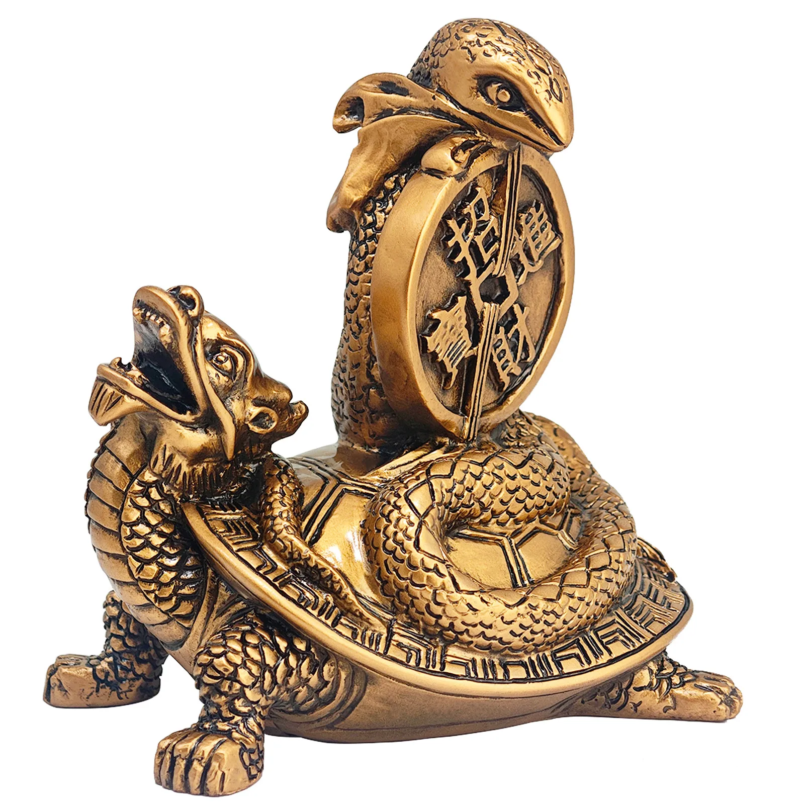 Feng Shui 2025 Snake and Dragon Turtle Wealth Prosperity Luck Resin Statue