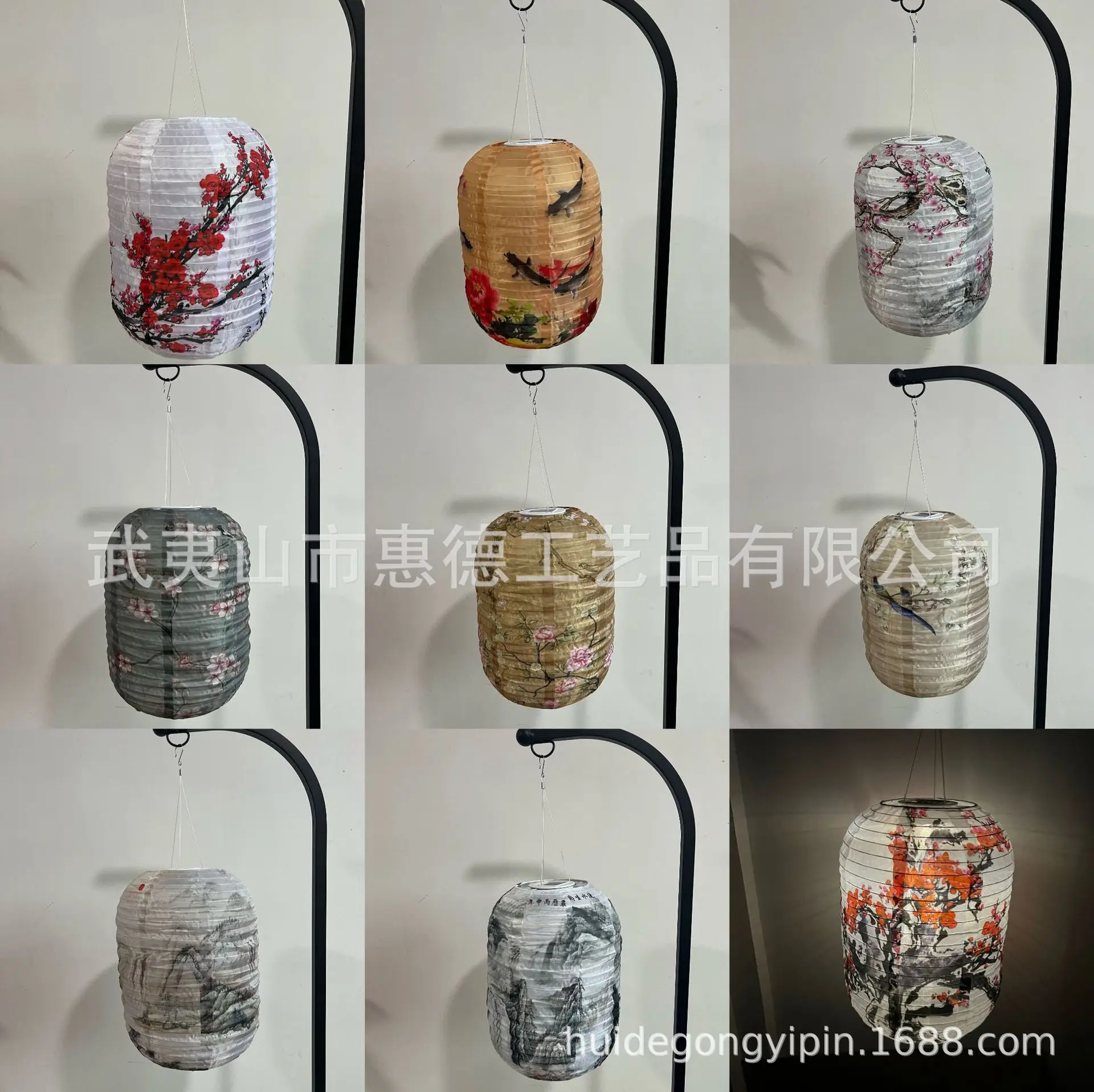 Cross-border solar lantern cherry blossom lantern Japanese and Korean lantern palace lantern solar plum fabric lantern spring an