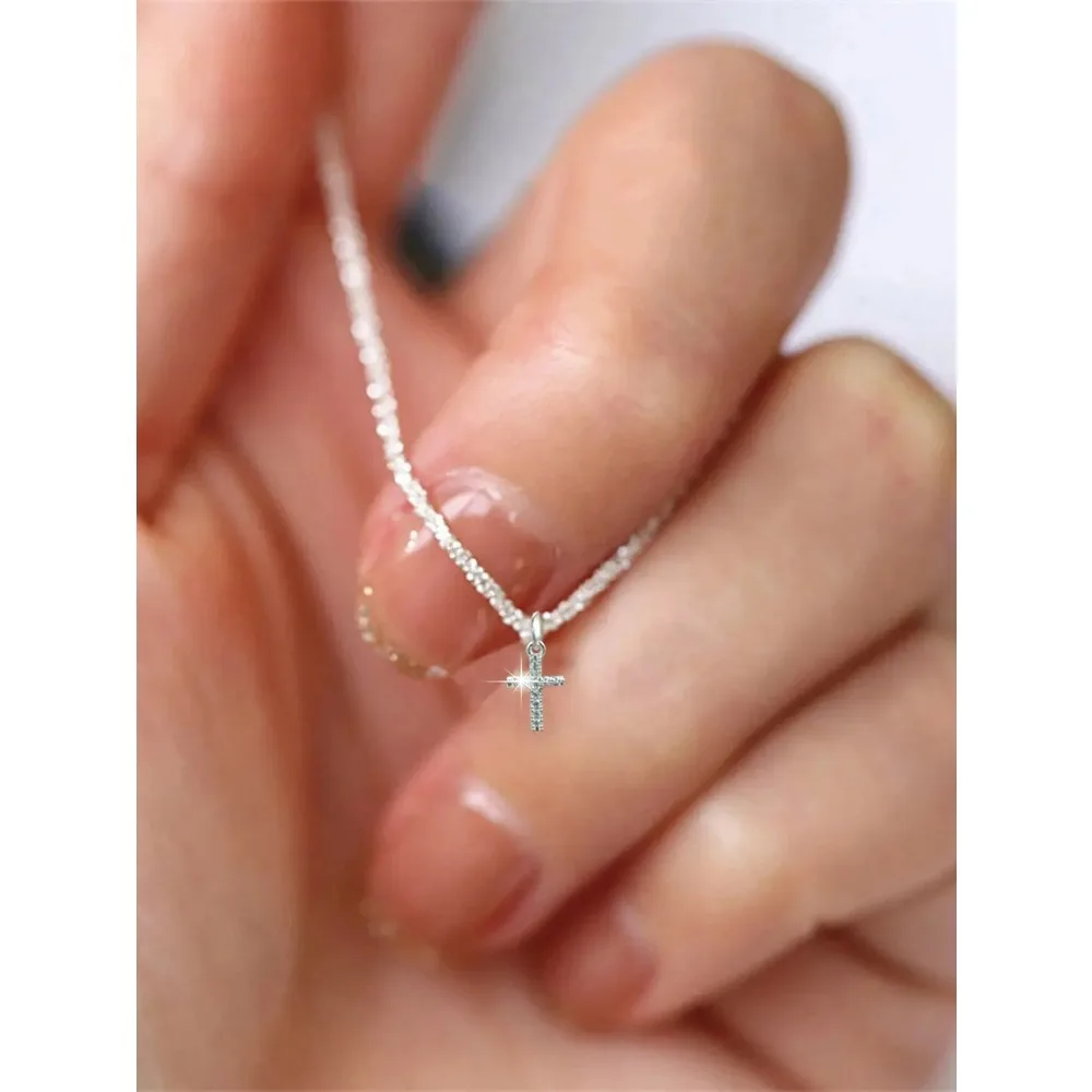 1 PCs Simple Ins Cauliflower Chain Sparkling Cross Collarbone Chain Full Star Collar Choker Necklace image 2