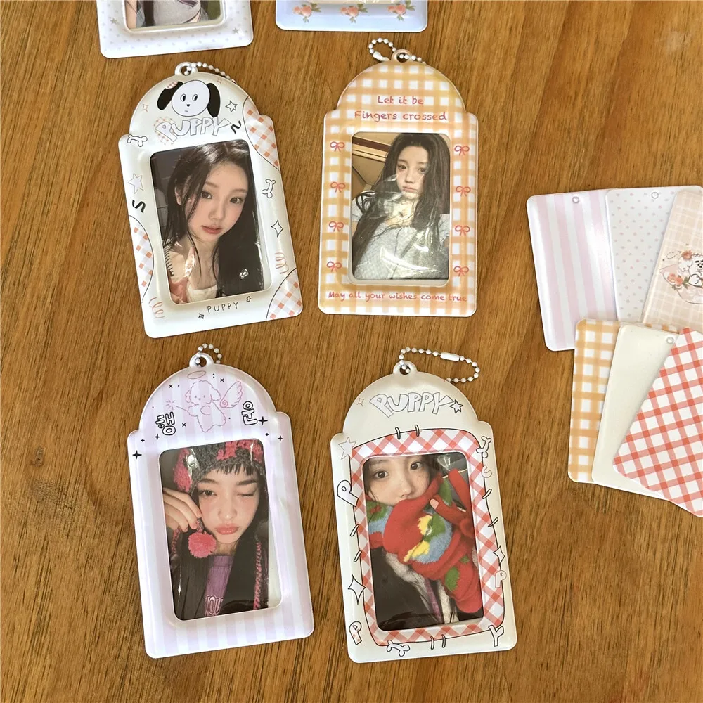 Grid Puppy Dog Angel 3-Inch Polaroid Set Love Bean Small Meal Campus Card Storage Pendant