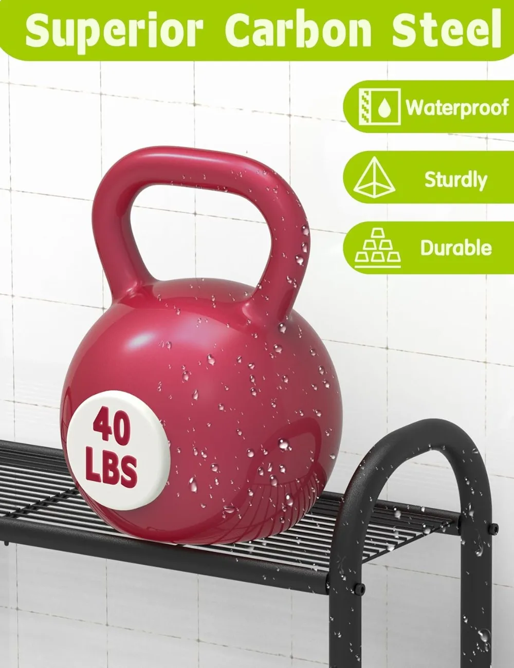 حامل نباتي معدني مكون من 5 طبقات للاستخدام الداخلي والخارجي، رف عالي التحمل مقاوم للماء مع أقدام تسوية، أسود #3