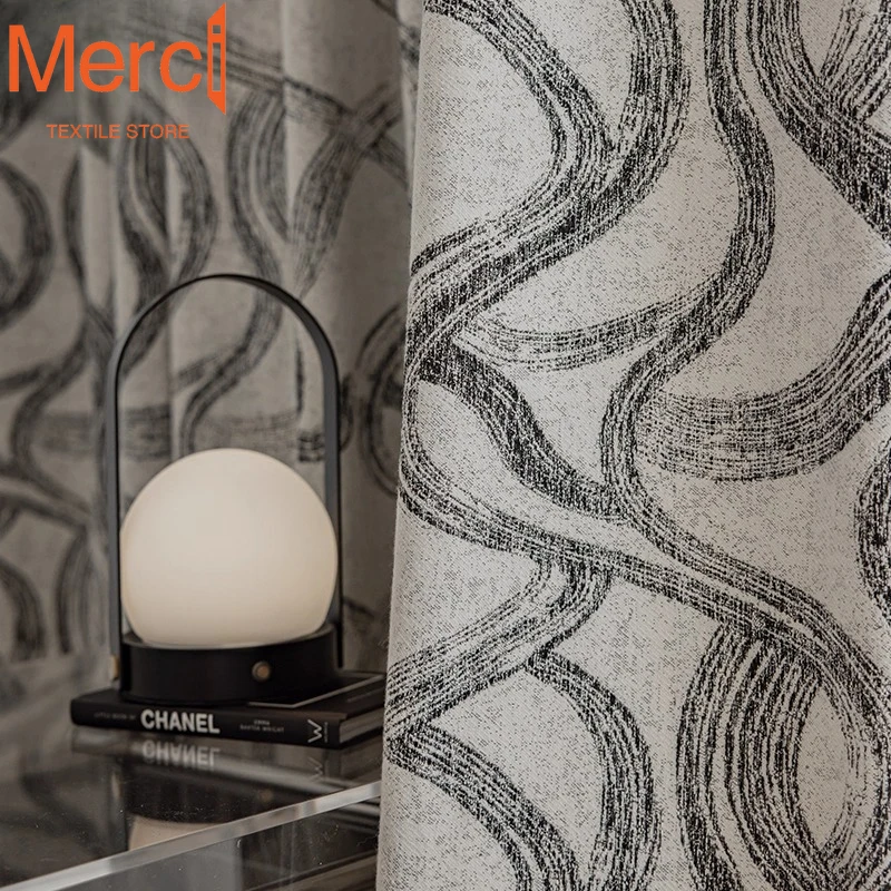 Merci Textile Store Pastoral Style Cotton Linen Window blackout Curtains for Living American Printed Gauze Curtain Customization
