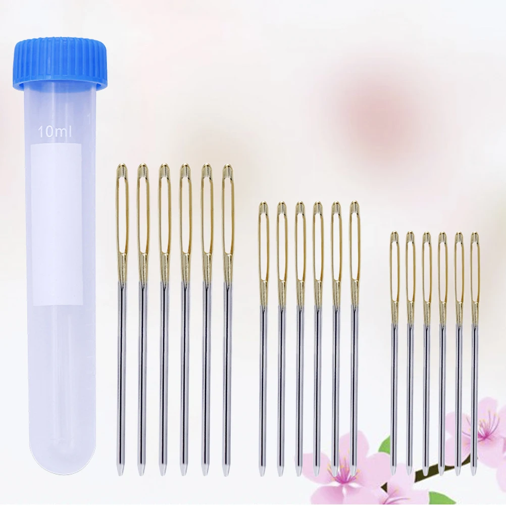 

18PCS Round Head Large-eye Stitching Needles Blunt Needles Sewing Yarn Knitting Needle with Bottle (1.6*53/1.6*60/1.6*70mm)