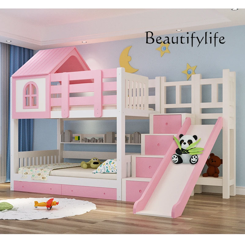 مساحة تخزين سرير أطفال بسيط فريد من نوعه إطار سرير أطفال خشبي ياباني بطابقين أثاث حديث مضاء من Cabane Enfant للمنزل