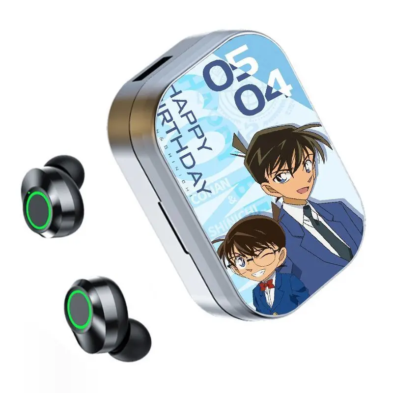 Anime Detective Conan Bluetooth Headset Cartoon Portable In-Ear Sports Gaming High-Quality Charging Case Headphones Kawaii Gift