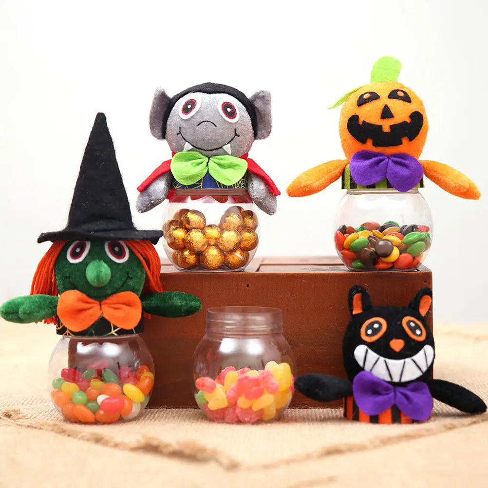 Clear Halloween Candy Jar Container for Candies Cookies Chocolate Lollipops Party Festival Decoration Tabletop Shelf Reception