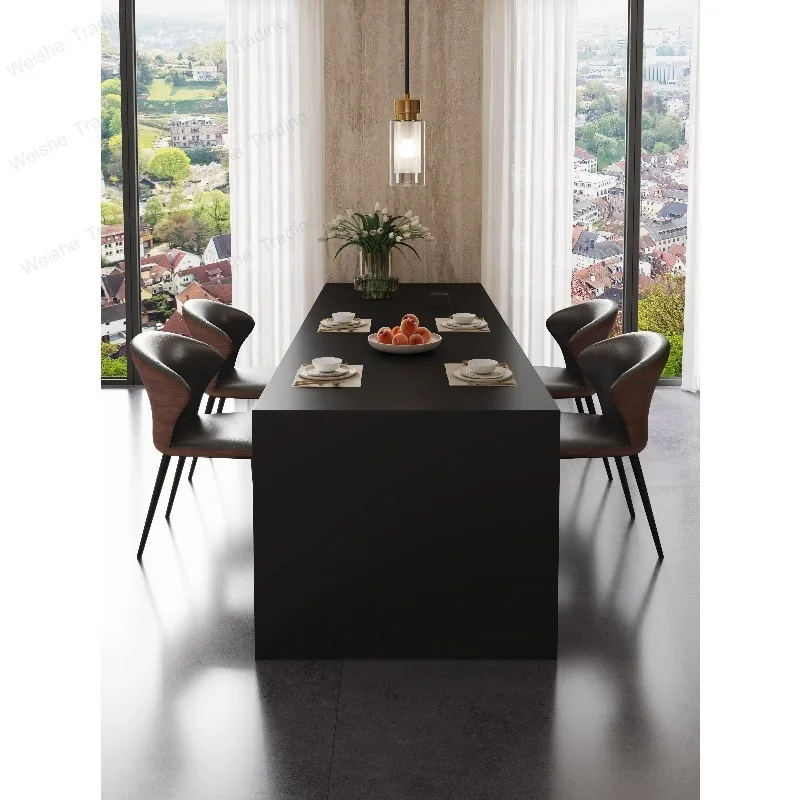 Island table integrated rock slab pure black advanced middle guide multi-function can be customized