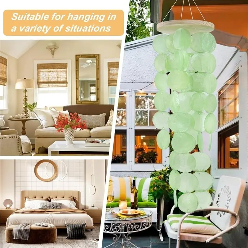 B23B Wind Chime For Outside - Shells Windchime Coastal Style Decor For Indoor/Outdoor, Garden Decor, Great Gift For Women