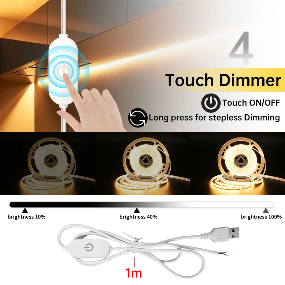 DC5V USB Port Power Supply Wire 1/3/5Pcs ON/OFF Switch Touch Hand Sensor Dimmer Extension Cable for LED Light DIY