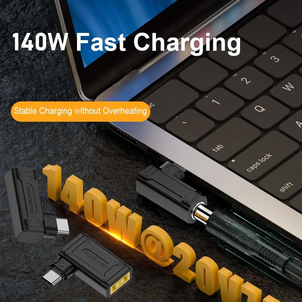 

PD 140W DC to Type C Converter 5.5X2.5 7.4X0.6 5/9/20V Power Adapter Square Mouth Tablet USB-C Connector for Lenovo/HP/Dell