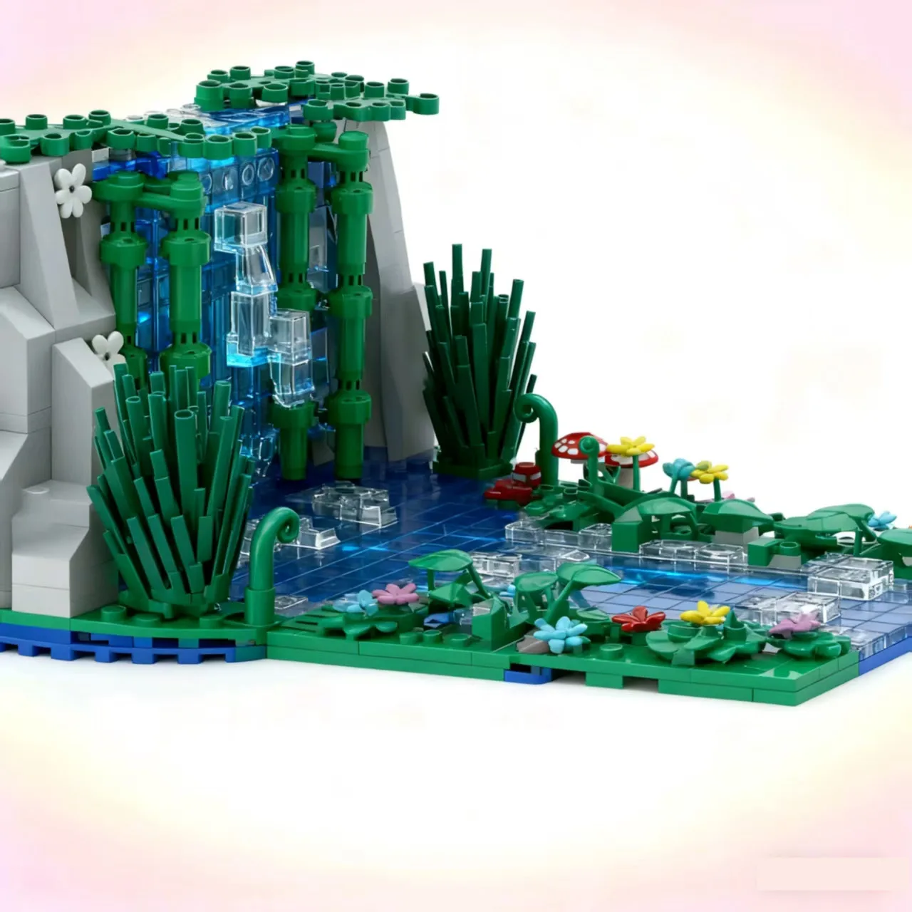 

Creative Building Blocks Kit: Landscape Model with Mountain, Waterfall, Stone Pond Assembly Bricks Education Toy For Kids