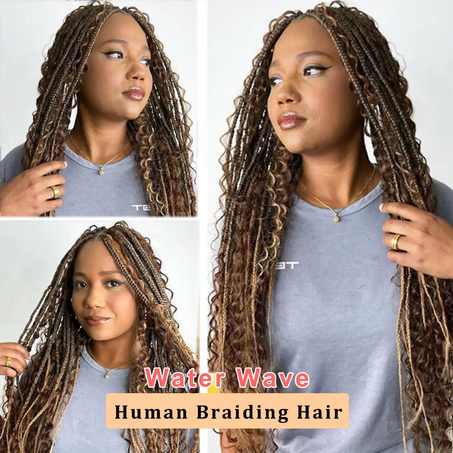 Tressage de cheveux humains pour tresses Boho, Deep Curly, Bulk, No Trame, 100% Brésilien, Virgin, Water Wave, Micro, Human Hair