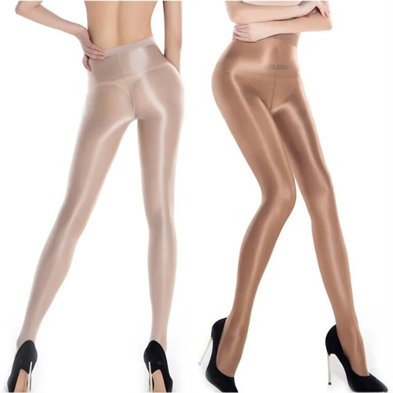 NEWFUNJOIN 70D Elastic Oil Shiny Glossy Tights Women Sexy Thin Shaping Pantyhose Stockings Nightclub Party Hosiery Long Socks