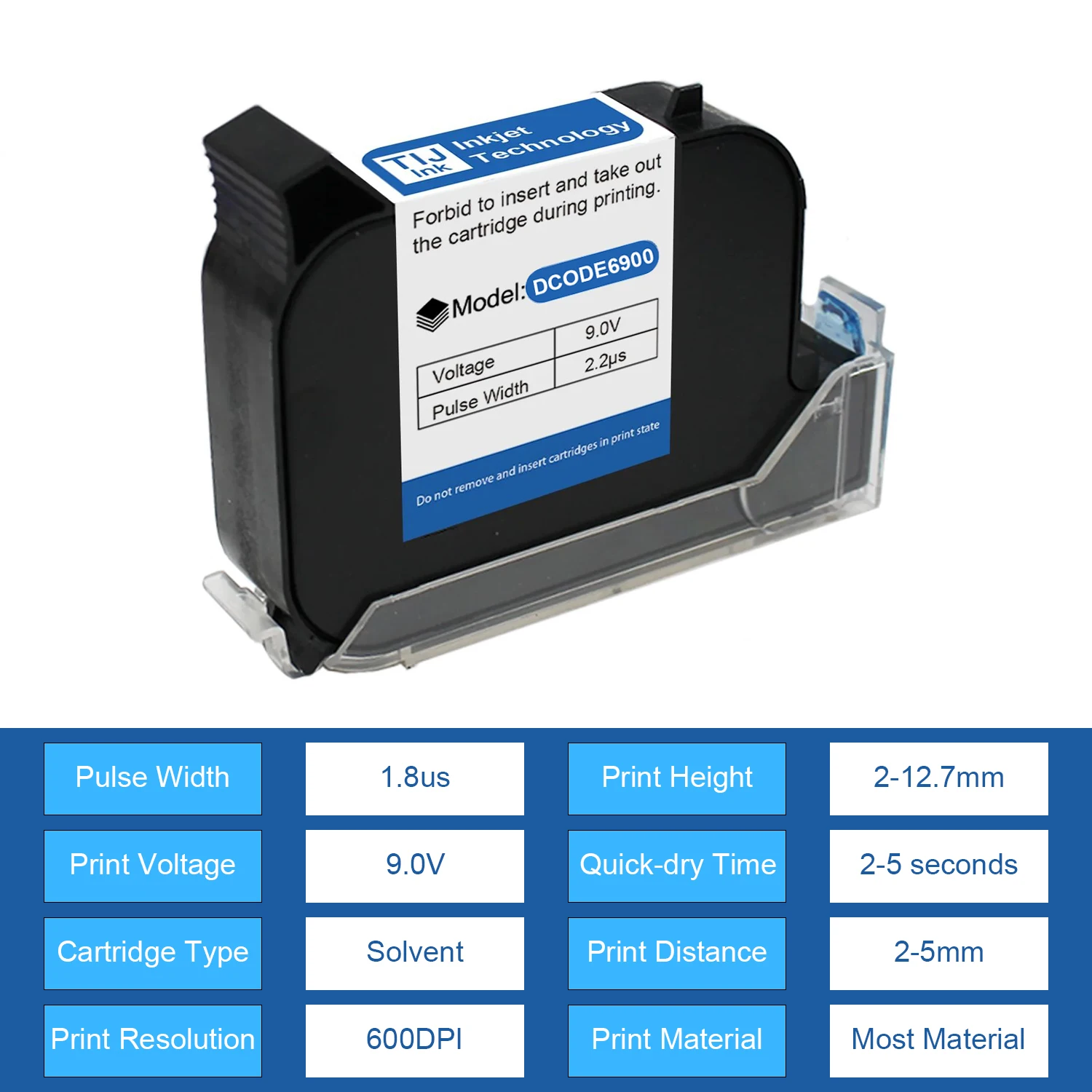 Imagem -02 - Dcode-impressora a Jato de Tinta Térmica Portátil Cartucho de Tinta Solvente de Secagem Rápida Impressora Portátil Desbloqueada Tinta Preta Economia 6900 127 mm