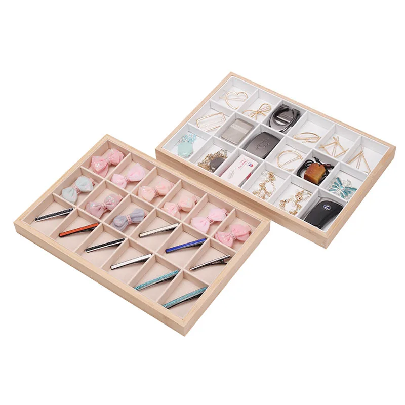 18-roosters bamboe sieraden display lade ring oorbel ketting armband hanger kralen organisator opbergvak voor lade