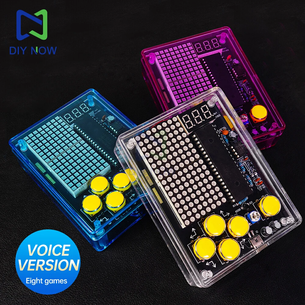 

Voice version 7 pixel game console electronic DIY kits Muyu handheld 51 single-chip computer DIY welding practice parts USB