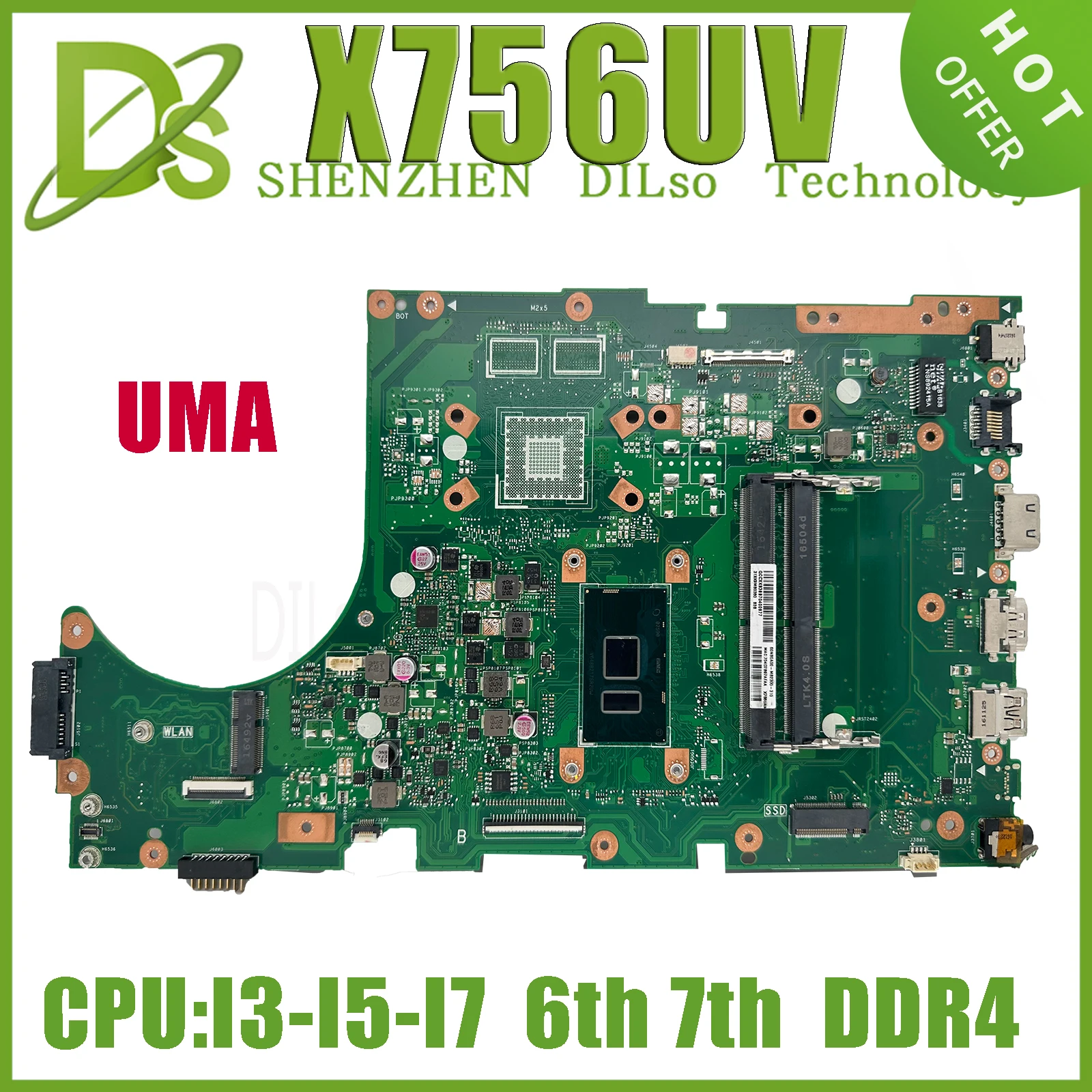 KEFU K756UV Motherboard For Asus X756UV X756UAK X756UA X756UJ X756UXM X756UQK X756UW W/I3- I5-I7-6th  CPU DDR4/DDR3 100% Test OK