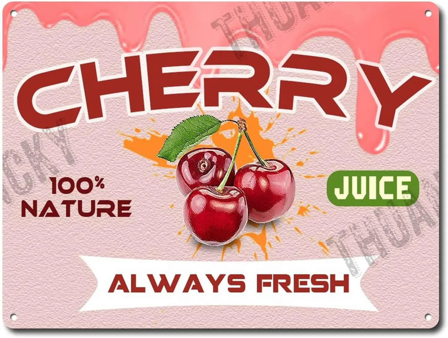 THUANCKY Vintage Tin Signs Cherry Juice Iron Poster Painting Tin Sign Vintage Wall Decor for Cafe Bar Pub Home Beer-aluminum