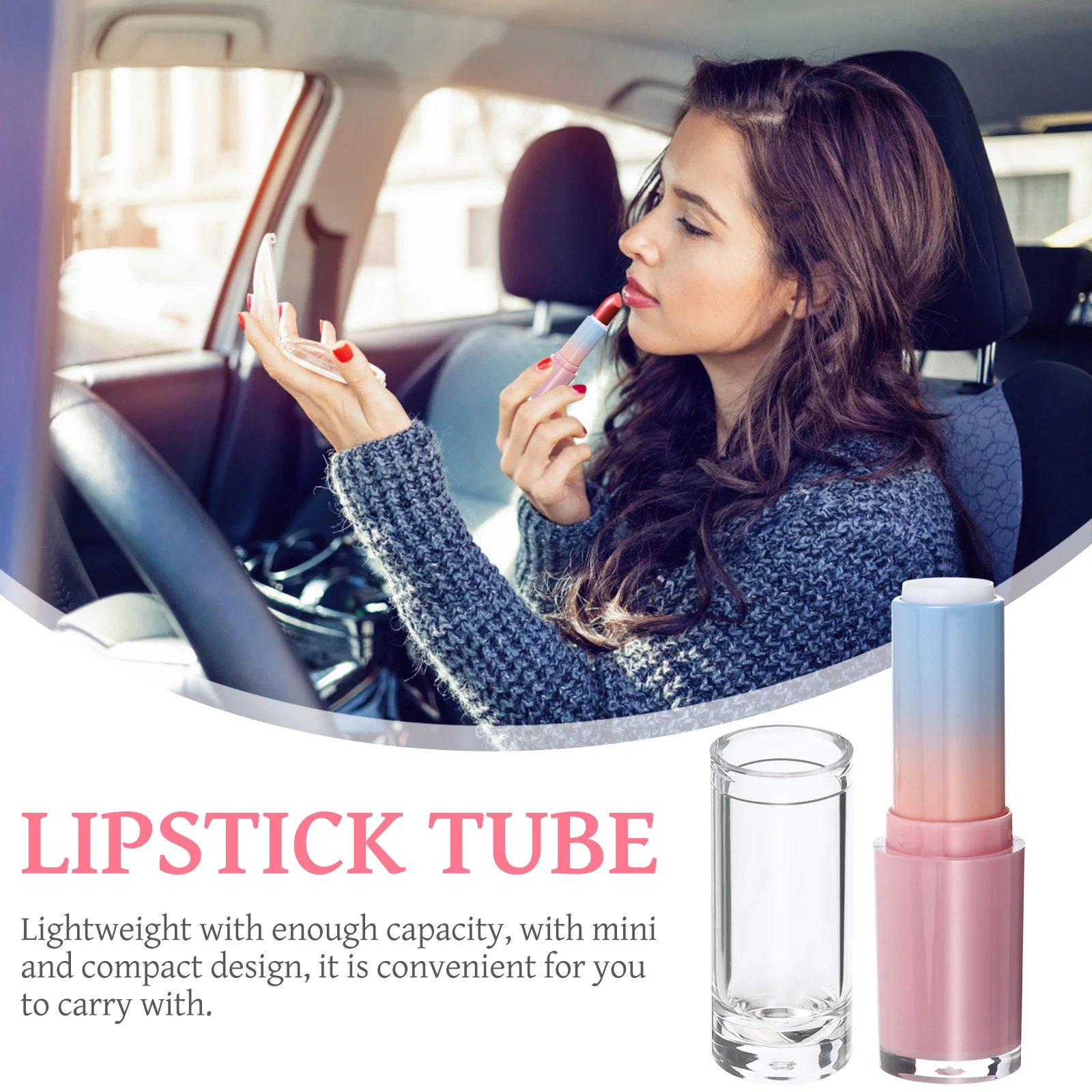 5 Pcs Lipstick Tube Balm Container Filling Empty Reusable DIY Plastic Containers Gradient Tubes