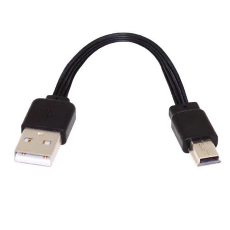 Zwarte 0.1M Type-C USB-A B C Mini Micro USB mannelijke naar USB-A 2.0 mannelijke zachte siliconen omhulsel platte korte datakabel 30AWG