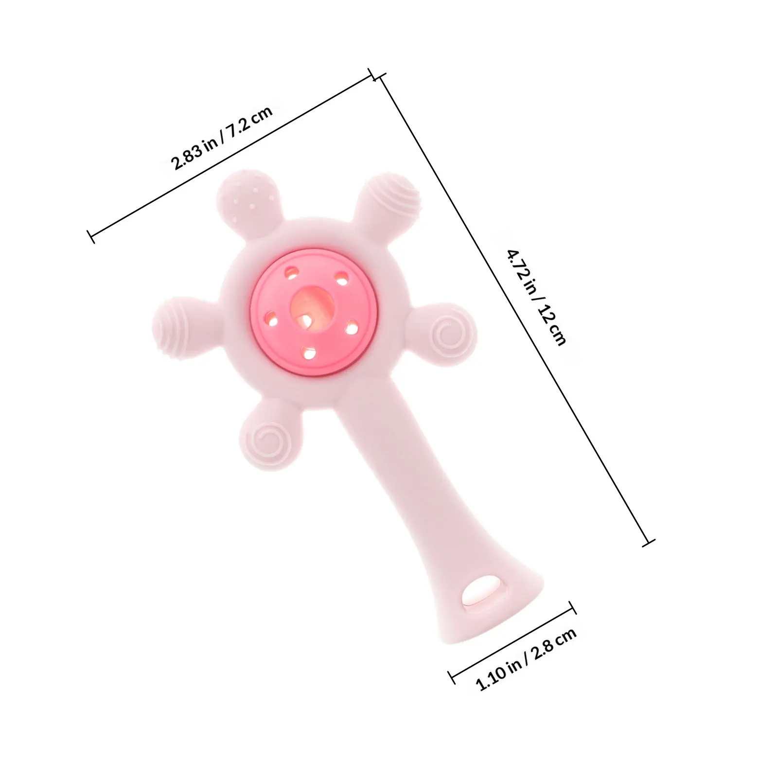 1 szt. Silikonowy gryzak dla niemowląt w kształcie wesołówki, hantla, grzechotka do koordynacji wzrokowo-ruchowej, gryzak dla malucha, łagodzący ból ząbkowania, dla dziewczynki.