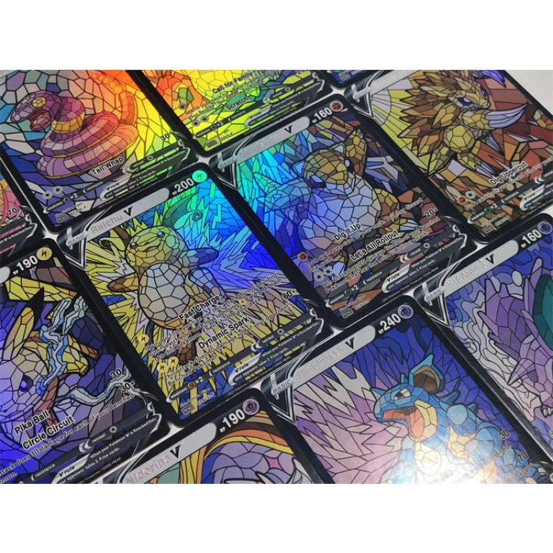 Anime Acg Rare Laser Flash Card Pikachu Psyduck Arceus Mewtwo Squirtle Collection Game Toy Solitaire Christmas Birthday Present