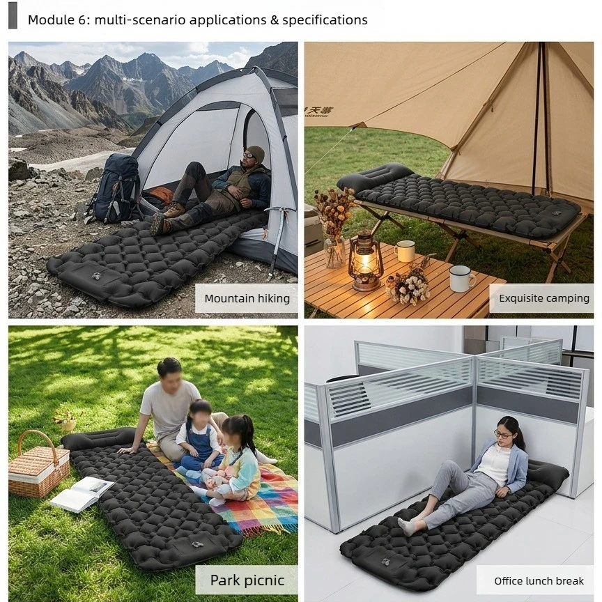 Cross-border outdoor tpu inflatable pad, individual soldier hiking equipment, camping pad, lunch break, sleeping pad, foot step