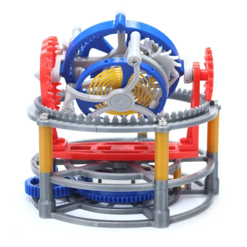 DIY Tourbillon Gear Transmission Model - 3D Printed Mechanical Pendulum Clock Kit, Spring-Powered Educational Science Toy